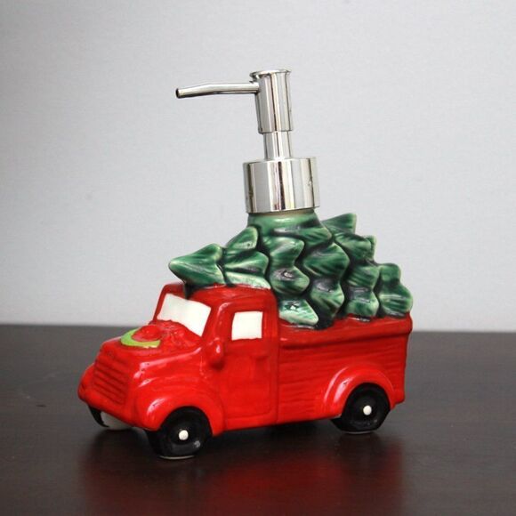 Porcelain Christmas Decorative Soap/Lotion Dispenser Pickup Truck - Picture 4 of 7
